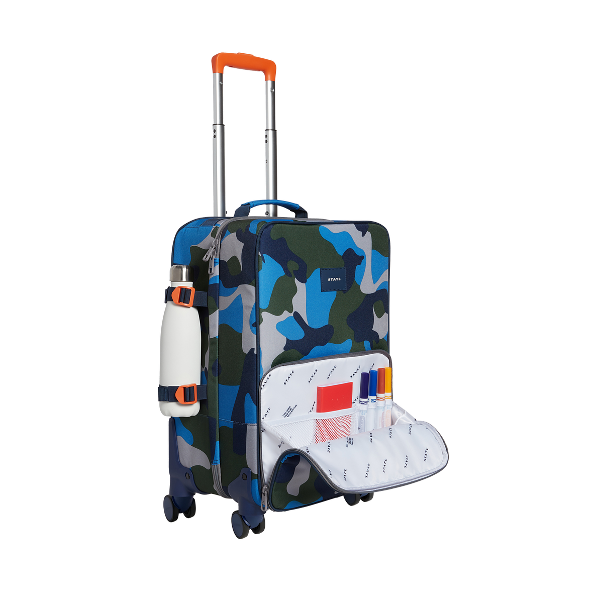 state bags Logan suitcase polyester camo front pocket view click to zoom