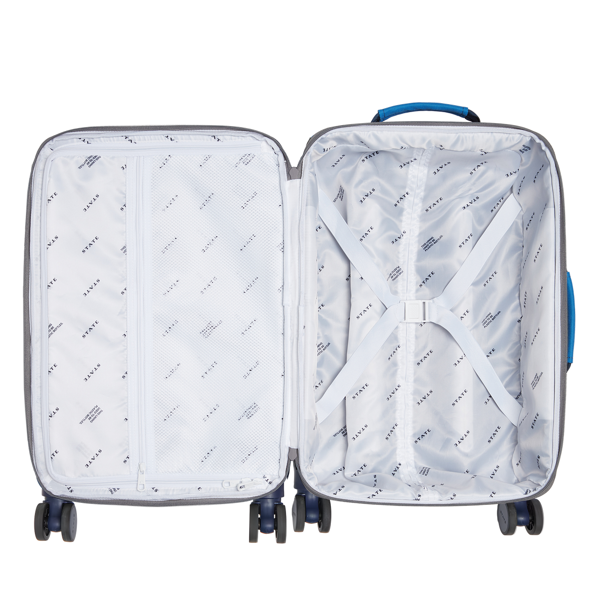 state bags Logan suitcase polyester camo overhead interior view click to zoom