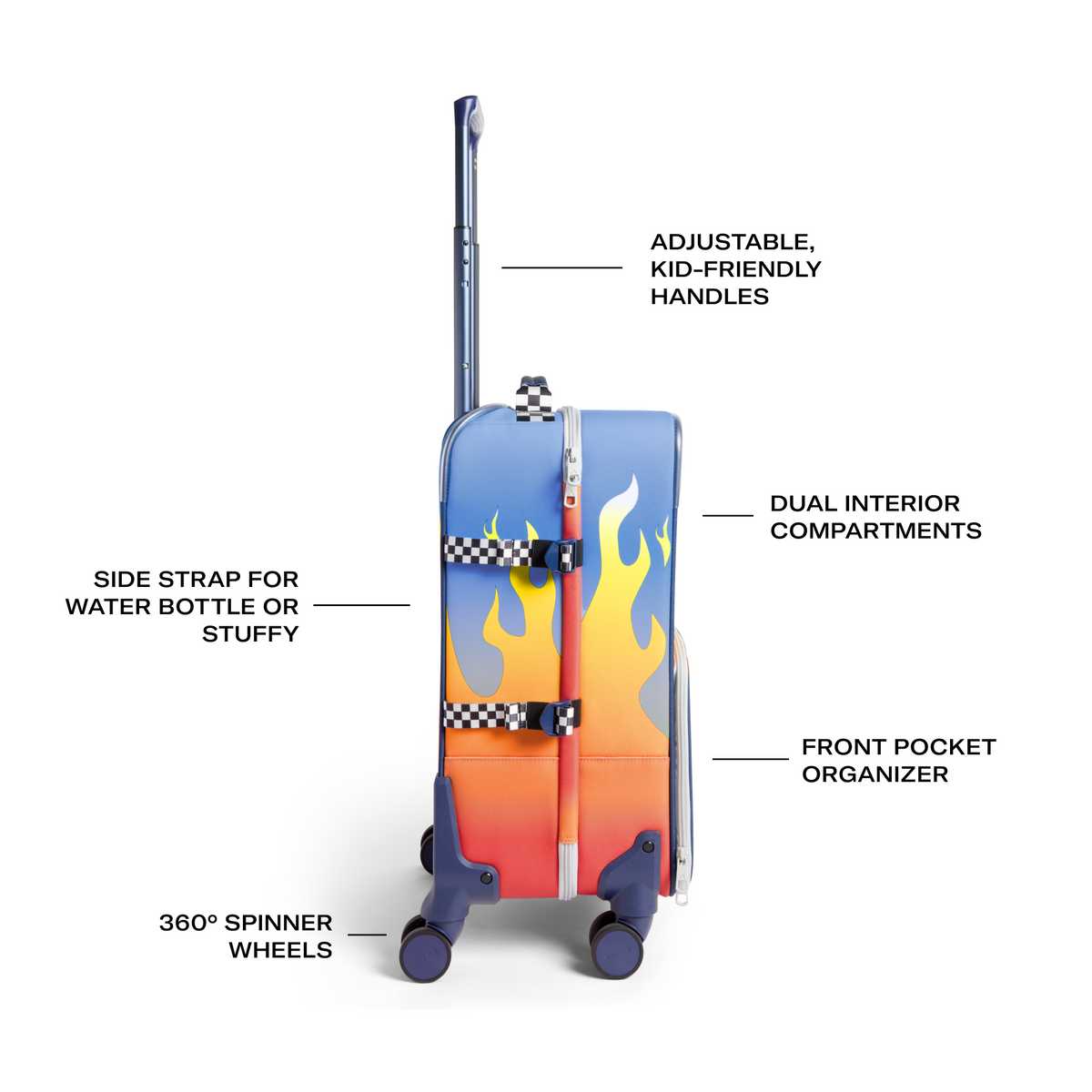 STATE x Hot Wheel Logan Carry-On Suitcase Flames Features View Click to Zoom