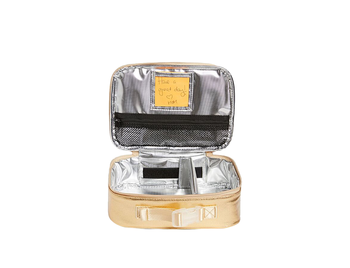 State Bags Rodgers Lunch Box Metallic Gold Interior View Click to Zoom