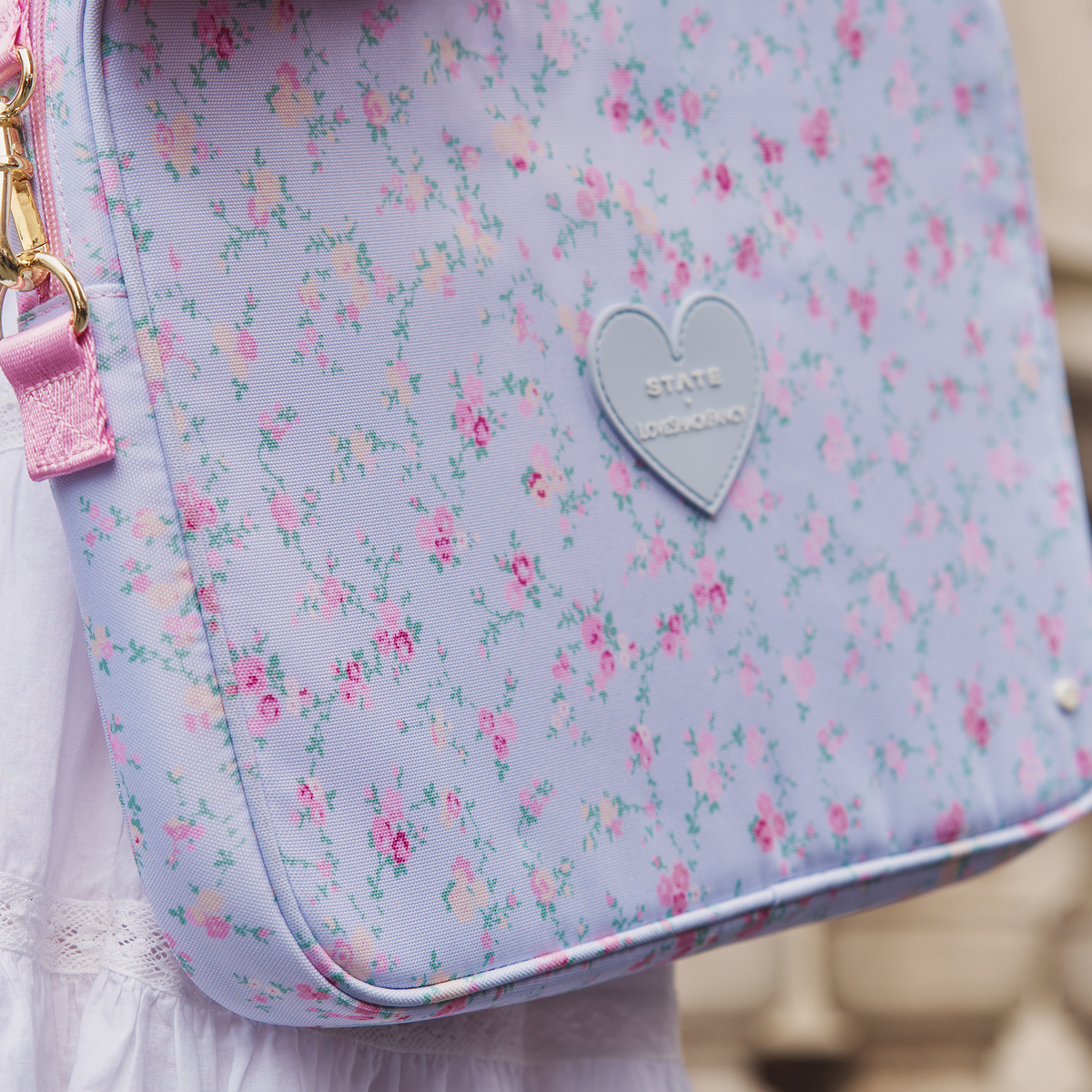 STATE x LoveShackFancy Allen Laptop Case Wildflower Blue front view click to zoom