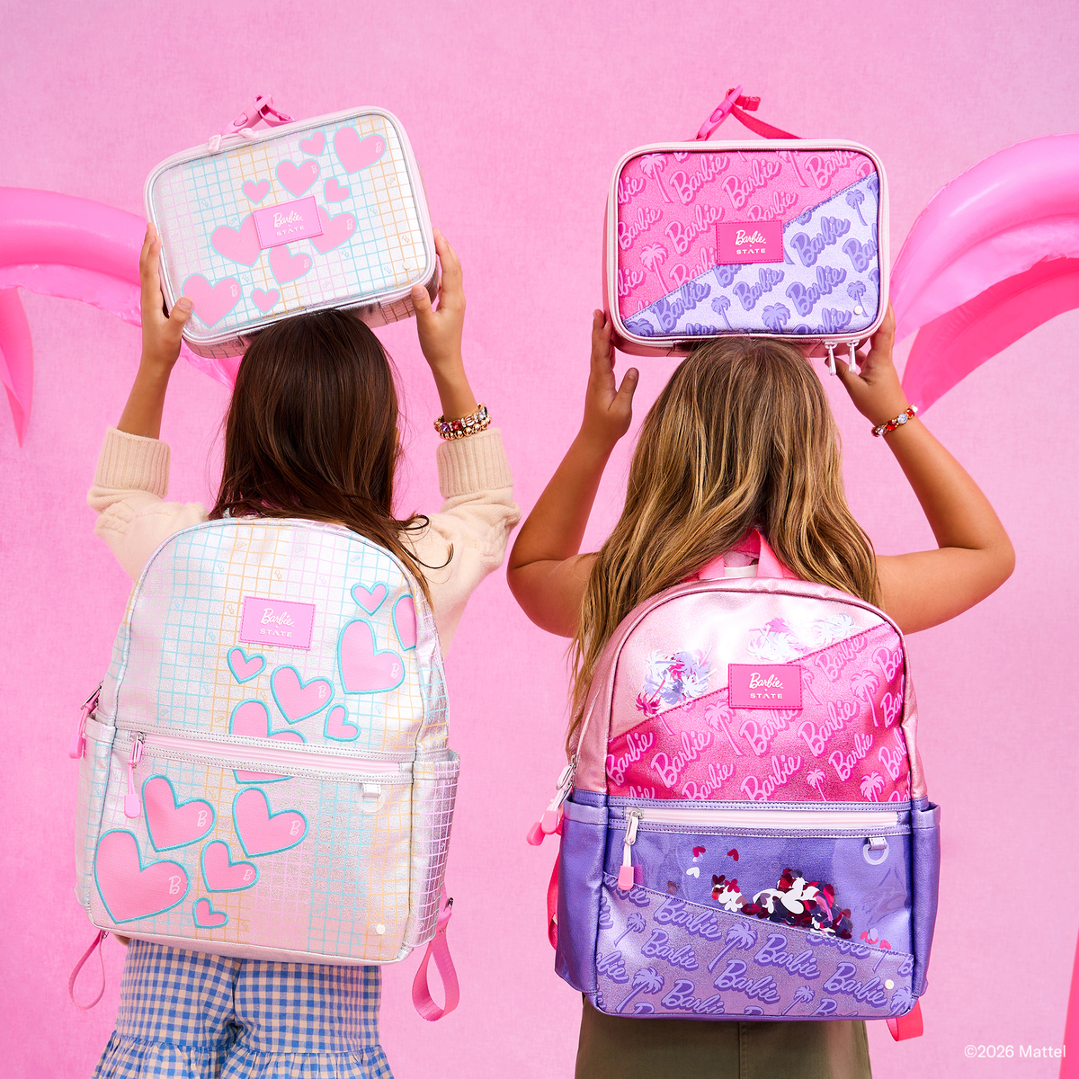girls holding STATE x Barbie™ Rodgers Lunch Boxes