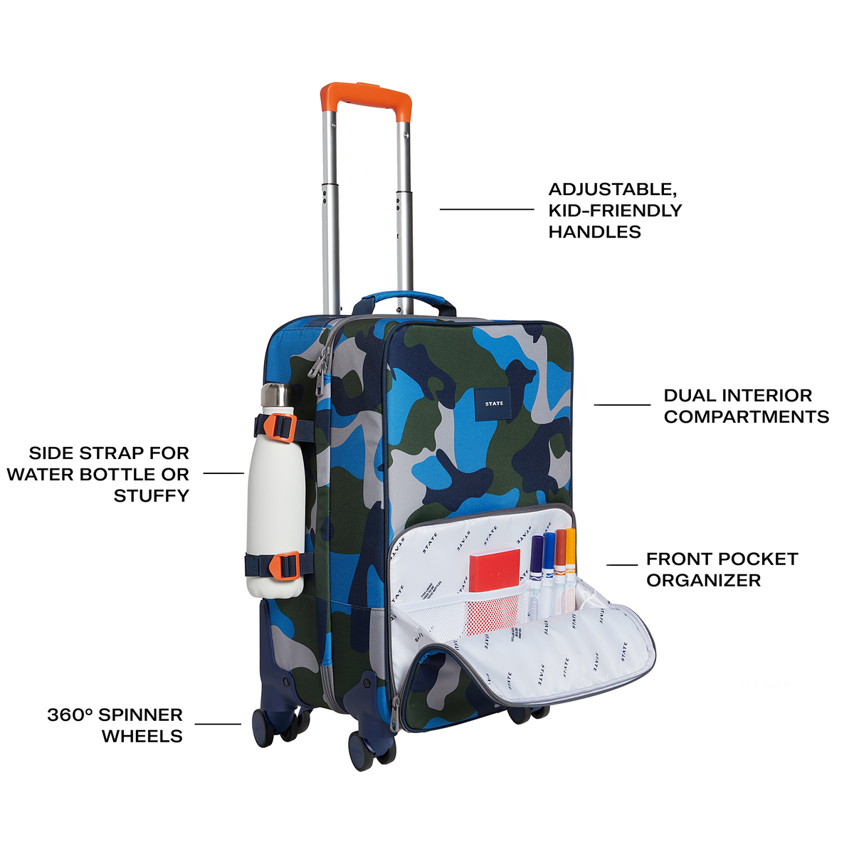 state bags Logan suitcase polyester camo features click to zoom