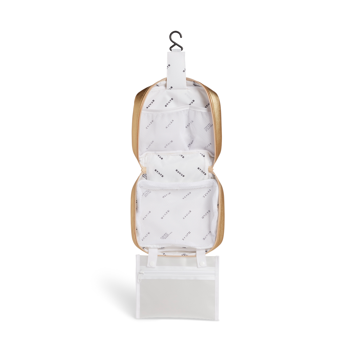 STATE Bags Bensen Toiletry Kit Metallic Gold Interior View Click to Zoom
