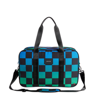 state bags rockaway duffle polyester canvas blue checkerboard front view on luggage click to zoom