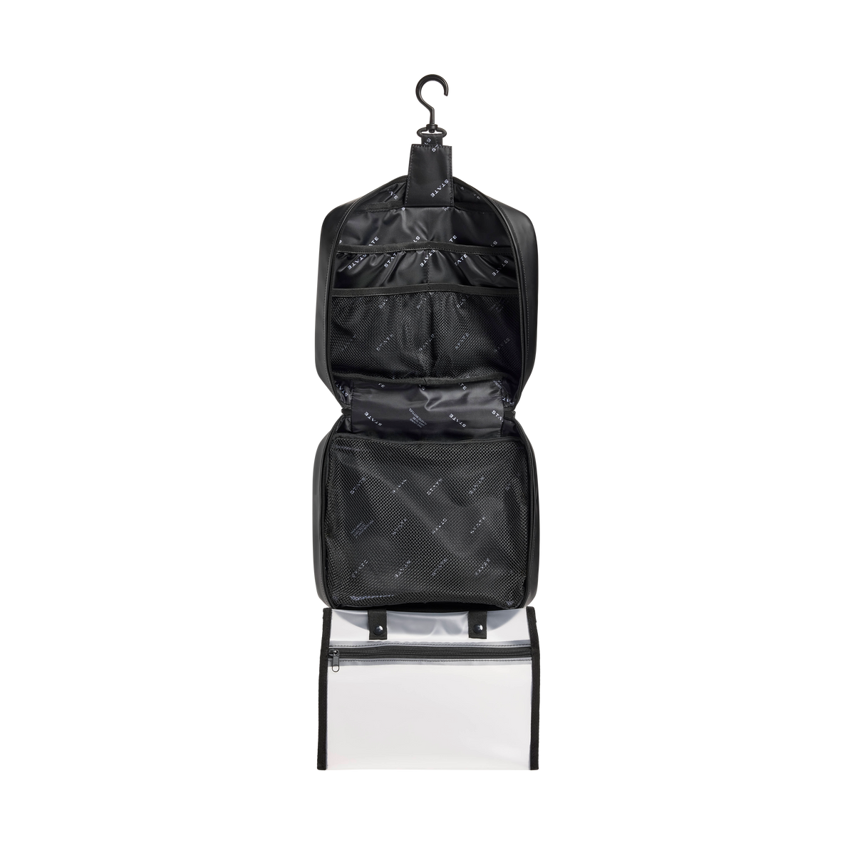 STATE bags Bensen toiletry kit large water resistant black interior view click to zoom