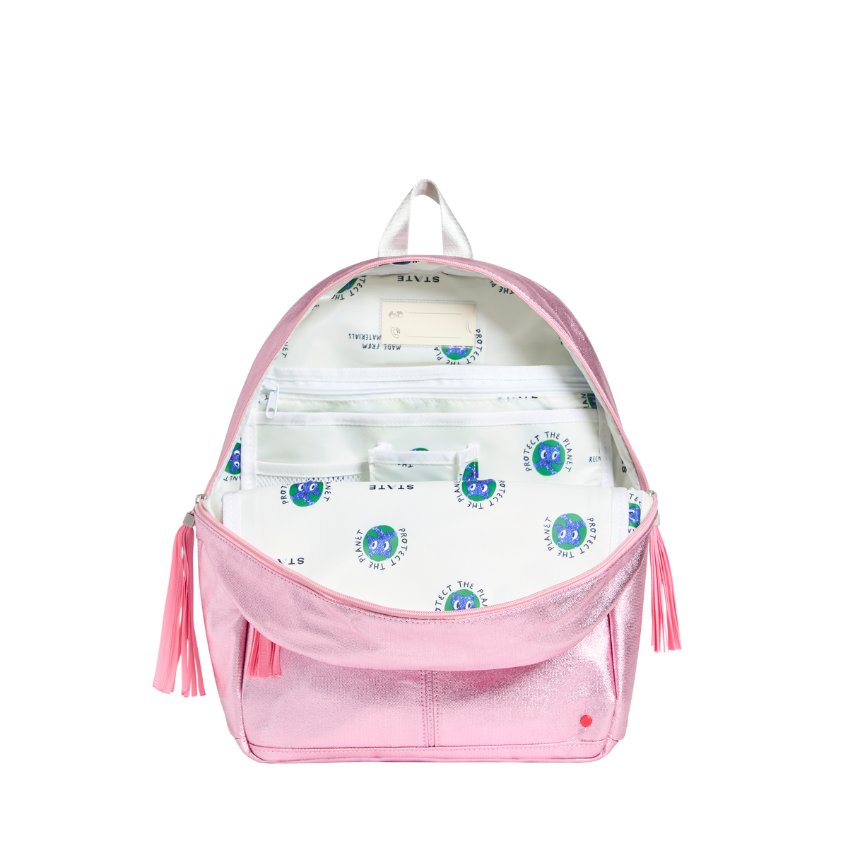 STATE Bags Kane Backpack Pink/Silver Interior View Click to Zoom