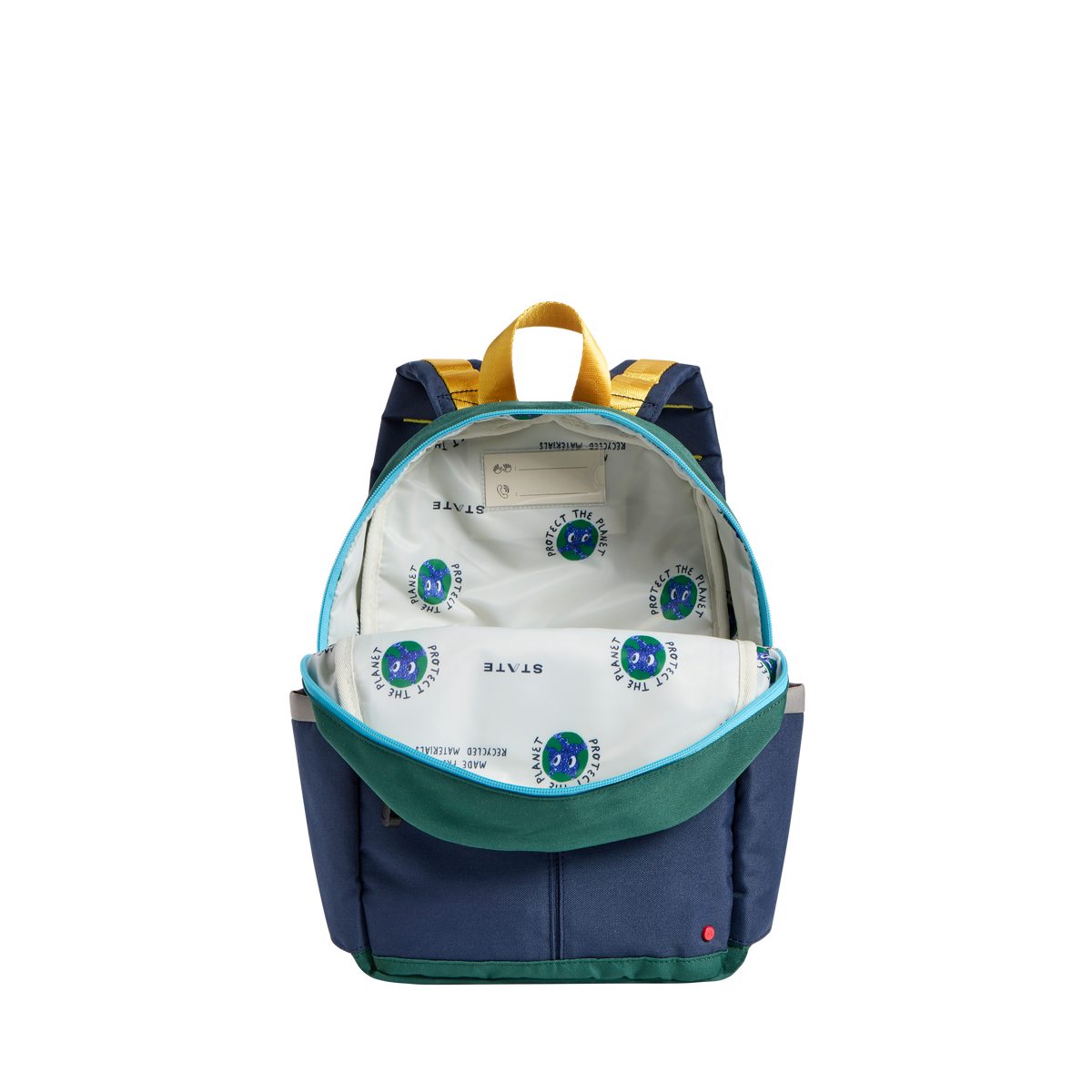 STATEB Bags Kane Mini Backpack green/navy interior view click to zoom