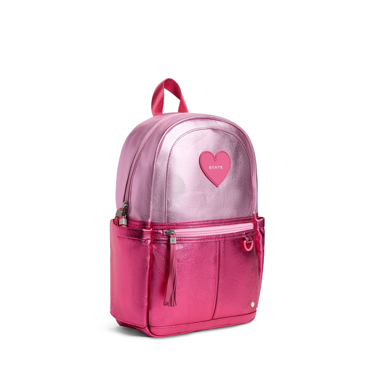 STATE Bags Kane Mini Backpack Pink/Hot Pink Metallic Colorblock Front Side View Click to Zoom