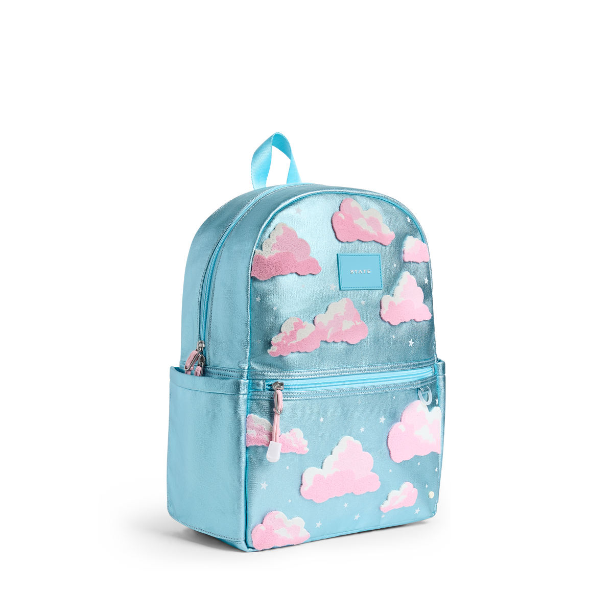 STATE Bags Kane Backpack Metallic Clouds Front Side Angle View Click to Zoom