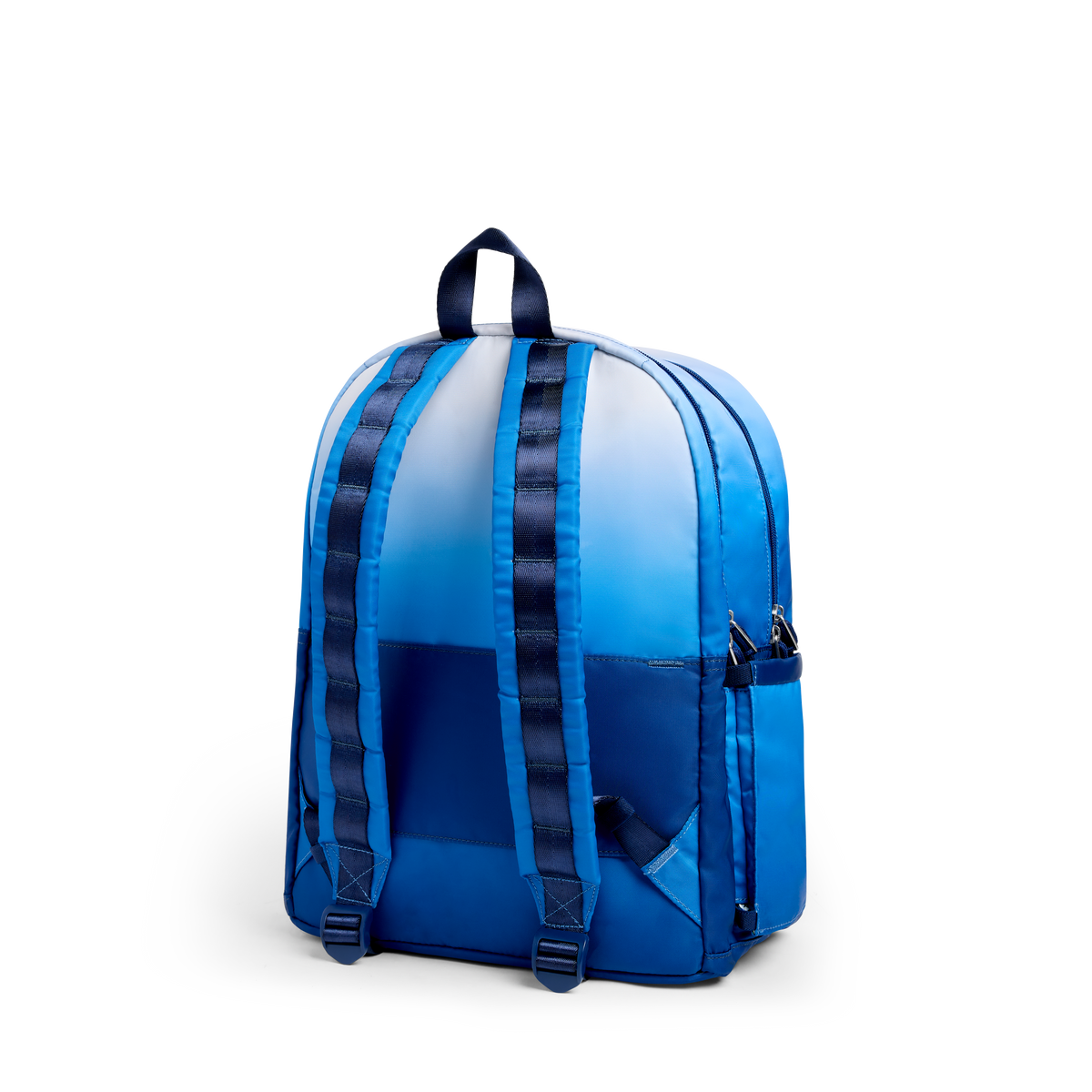 STATE Bags Kane Double Pocket Backpack Blue Gradient Diagonal Zipper Back View Click to Zoom