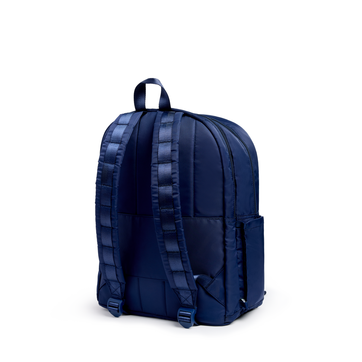 STATE Bags Kane Double Pocket Backpack Blue Chevron Back View Click to Zoom