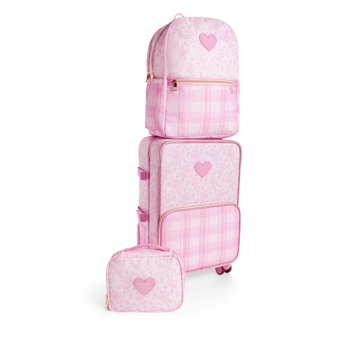 STATE Bags x LoveShack Fancy pink vanilla travel bundle side view click to zoom