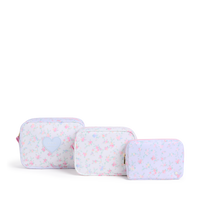 STATE x LoveShackFancy Travel Pouch Set of Three Confetti Bloom Front View Click to Zoom