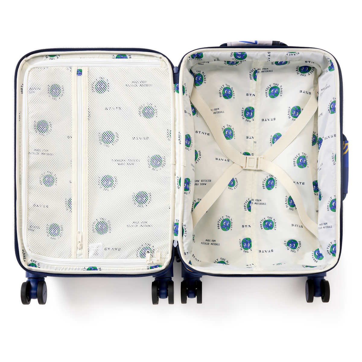 STATE Bags Logan Carry-On Suitcase Varisty Numbers Overhead Interior View Click to Zoom