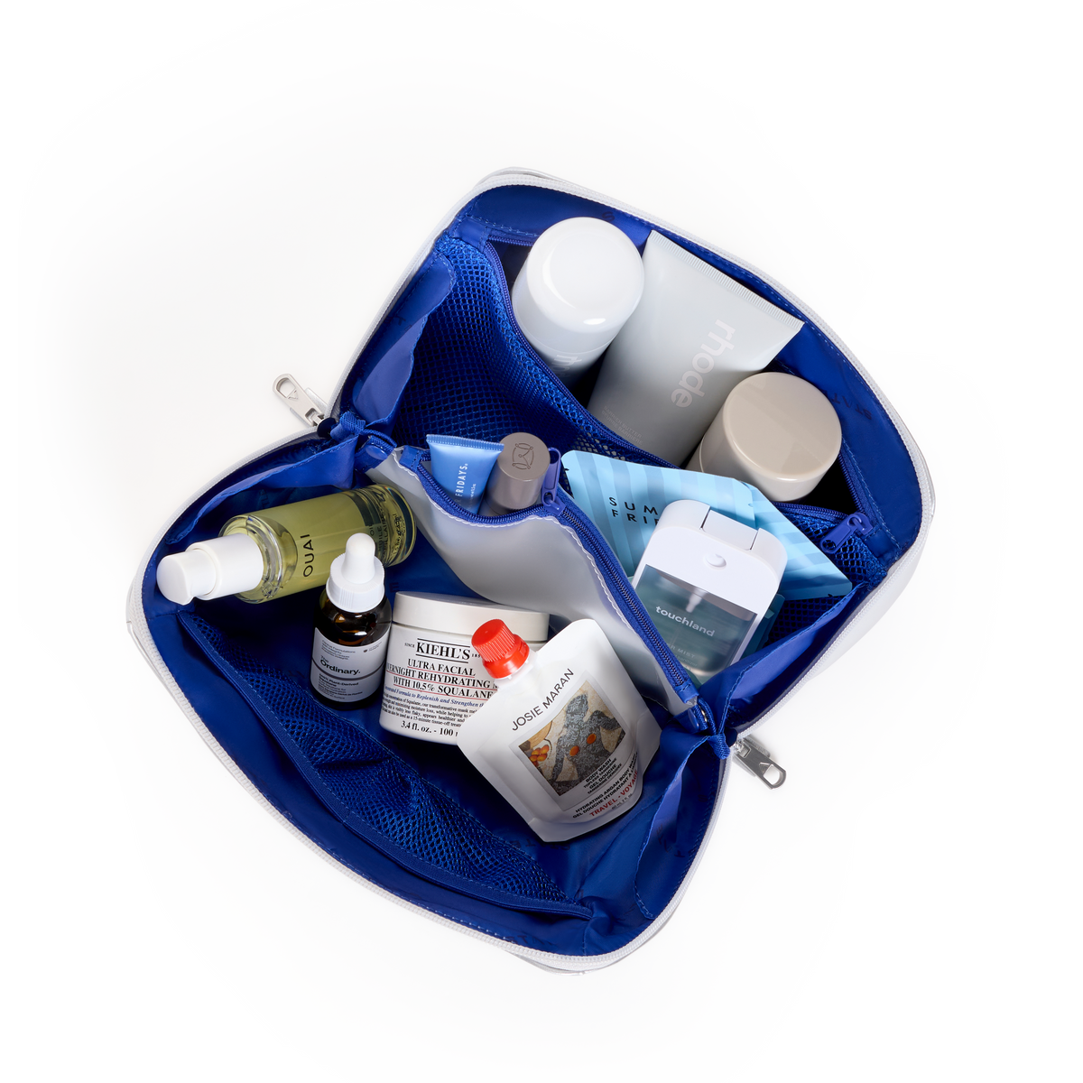 STATE Bags Peri Toiletry Kit Apple Leather Silver/Cobalt Interior View Click to zoom