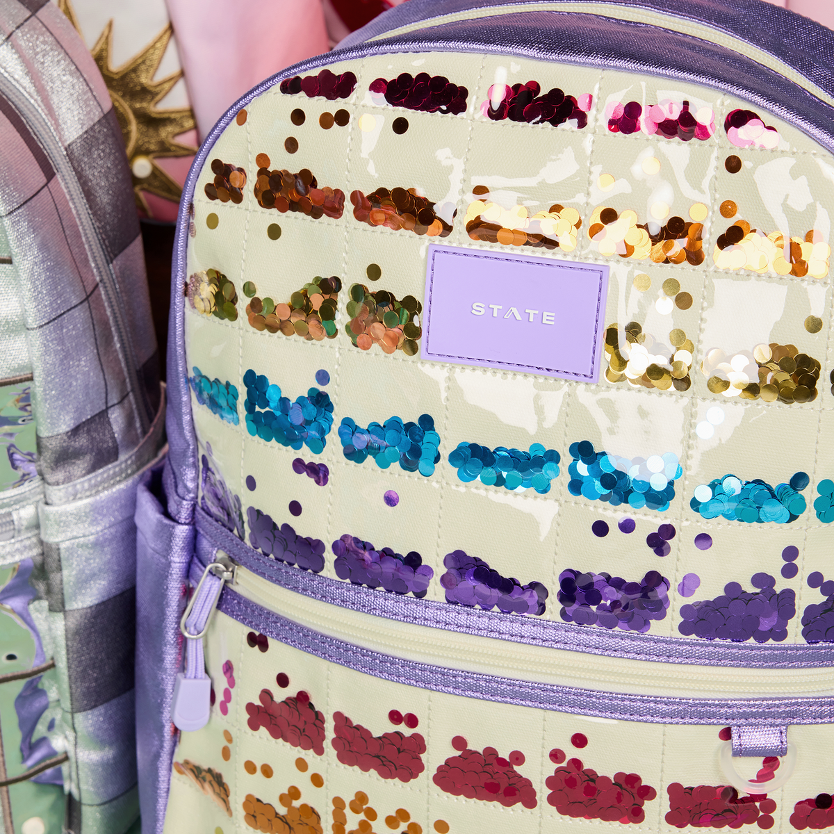 STATE bags lilac quilted sequin kane backpack