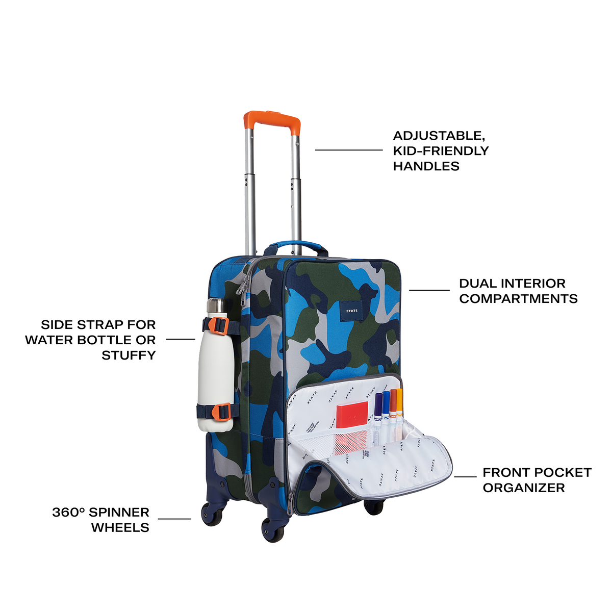 state bags Logan suitcase polyester camo features click to zoom