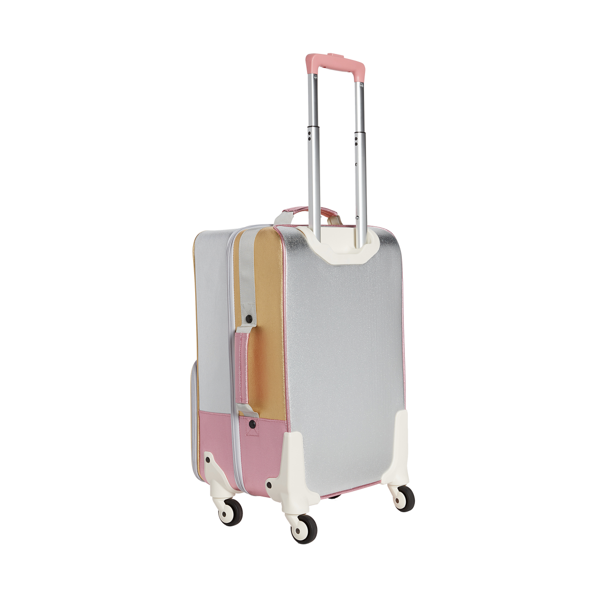 State bags Logan suitcase metallic pink/silver back view side angle click to zoom 